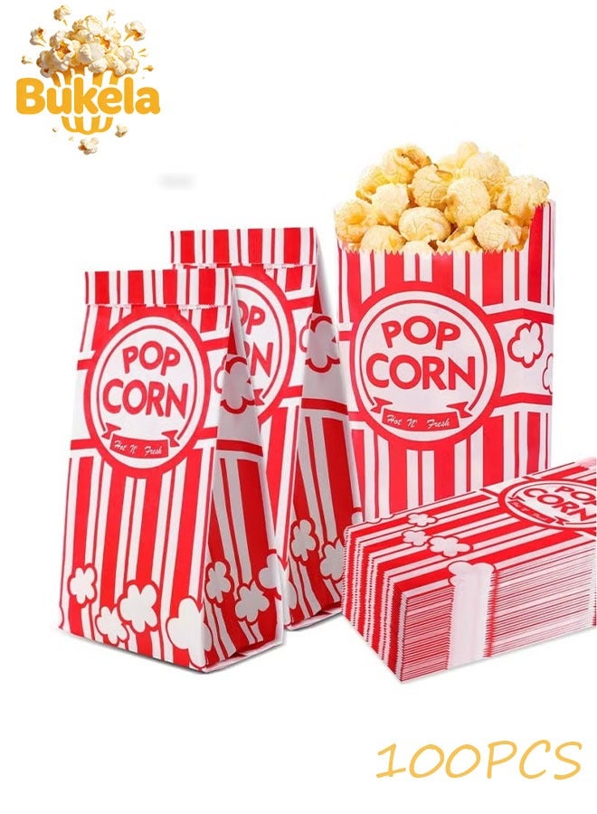 Bukela 100 PCS Paper Popcorn Bags,1oz Popcorn Bags Small Individual Servings, Paper Popcorn Bags Bulk for Popcorn Machine, Party, Movie Nights, Carnival Party - Image 1